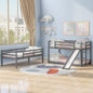 Gray Triple Bunk Twin Sized Bed with Slide