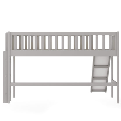 Gray Twin Traditional Manufactured Wood and Solid Wood Bunk Bed