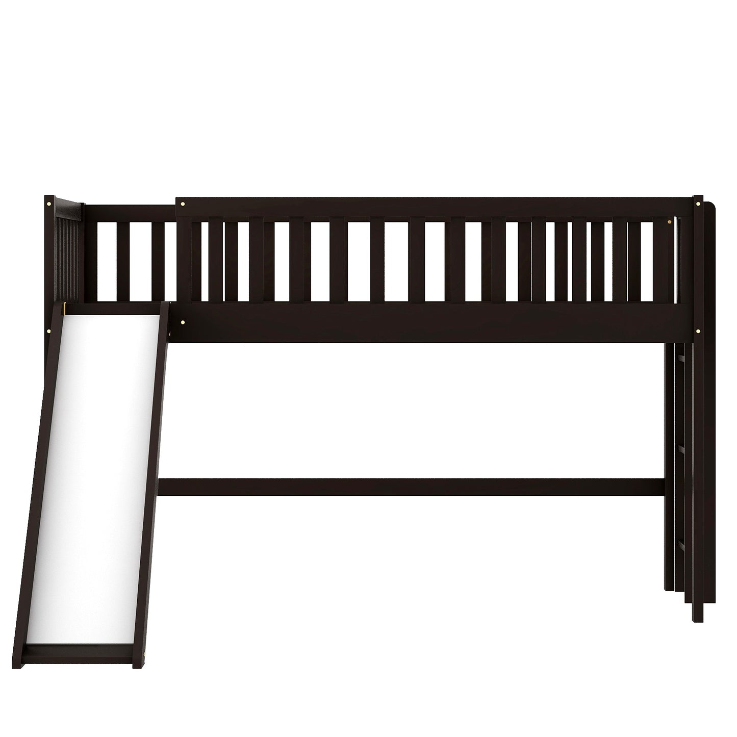 Dark Brown Twin Size Loft Bed with Slide