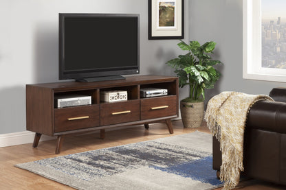 64" Brown Mahogany Solids & Veneer Open shelving TV Stand