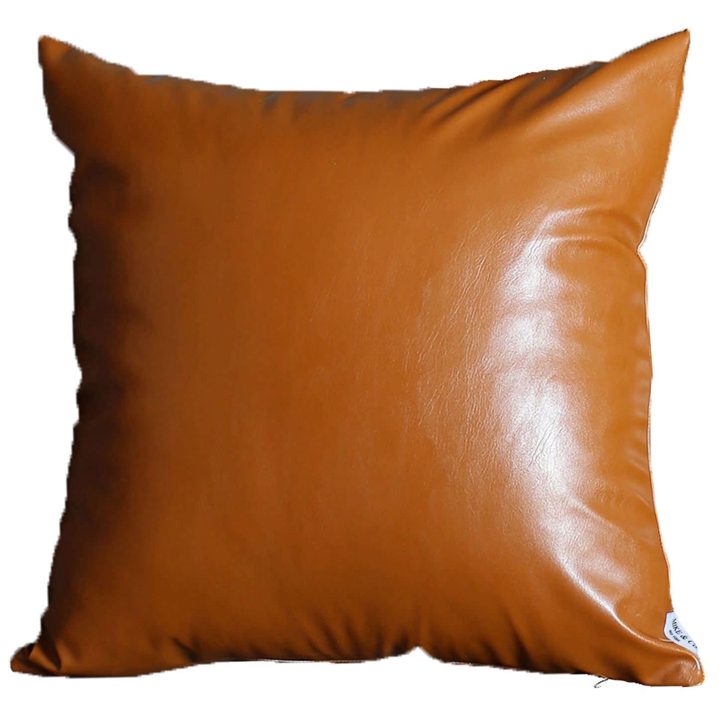 Set Of Two 17" X 17" Brown Faux Leather Zippered Pillow