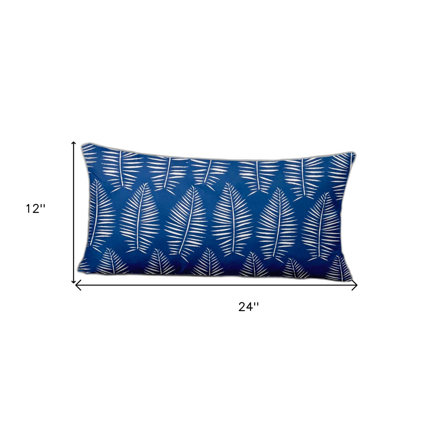 12" X 16" Blue And White Enveloped Tropical Lumbar Indoor Outdoor Pillow Cover