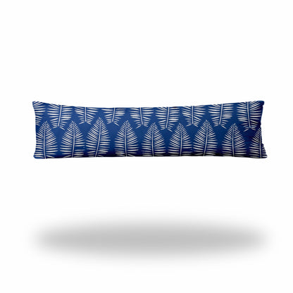 12" X 16" Blue And White Enveloped Tropical Lumbar Indoor Outdoor Pillow Cover