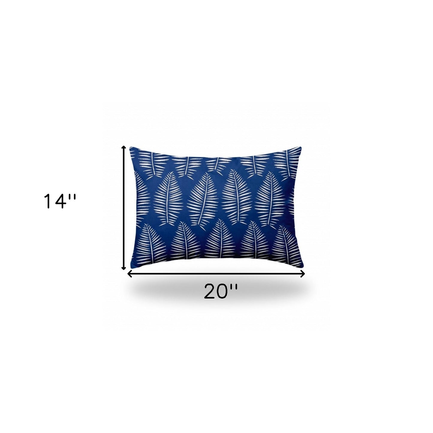 12" X 18" Blue And White Zippered Tropical Lumbar Indoor Outdoor Pillow