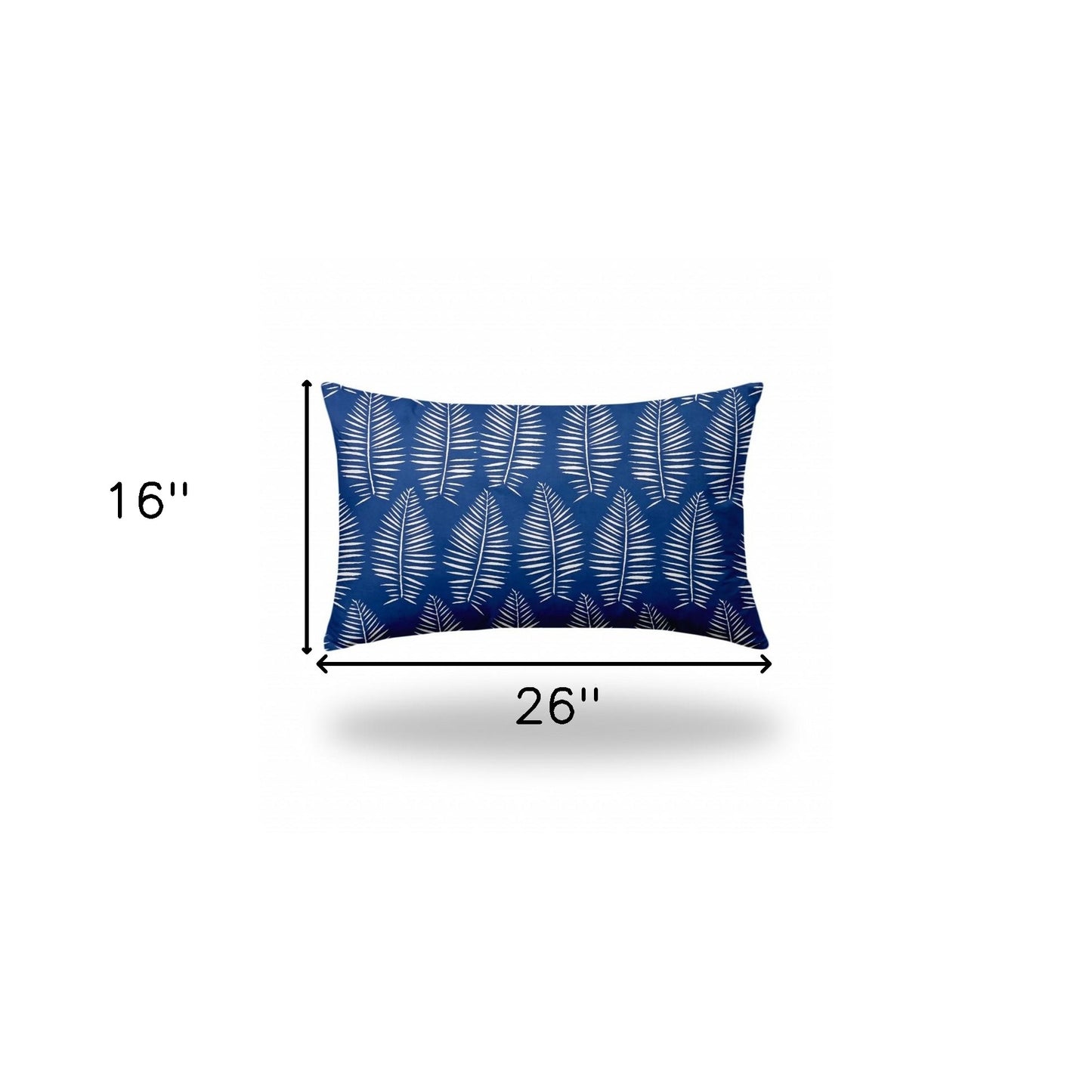 12" X 16" Blue And White Blown Seam Tropical Lumbar Indoor Outdoor Pillow