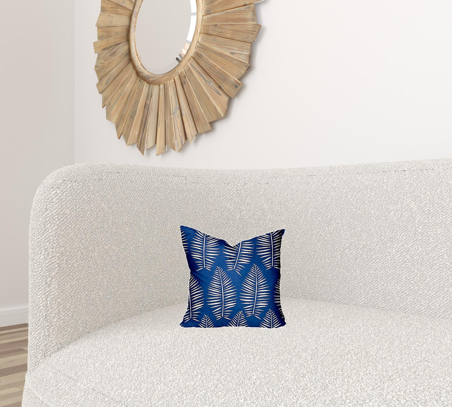 12" X 16" Blue And White Enveloped Tropical Lumbar Indoor Outdoor Pillow Cover