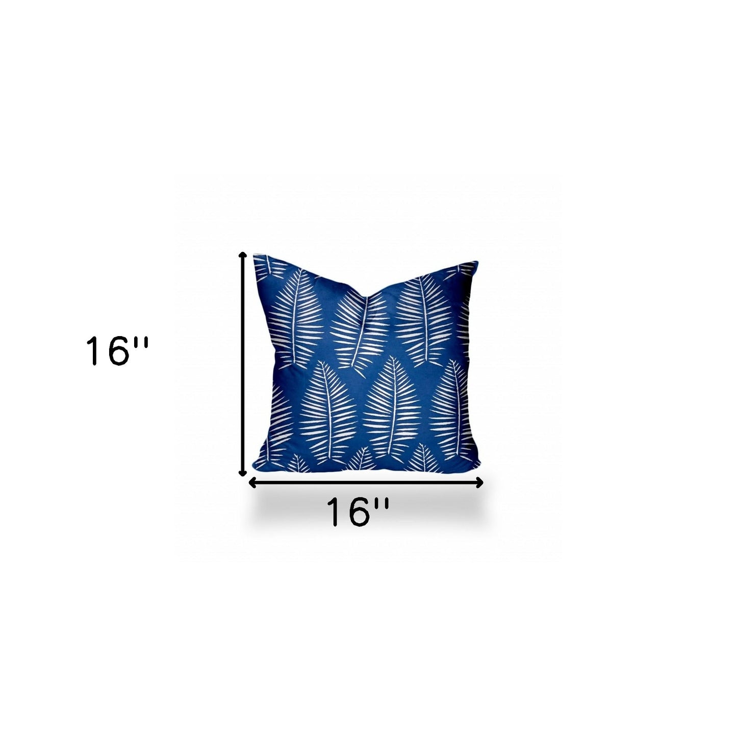 12" X 16" Blue And White Blown Seam Tropical Lumbar Indoor Outdoor Pillow