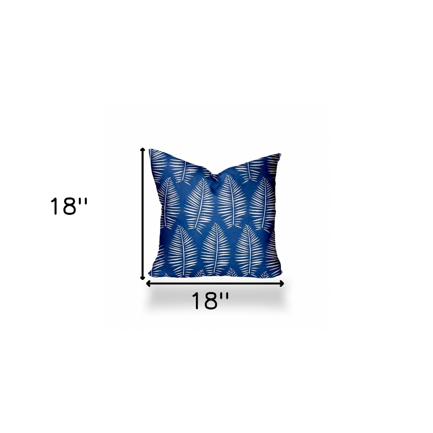 12" X 16" Blue And White Blown Seam Tropical Lumbar Indoor Outdoor Pillow