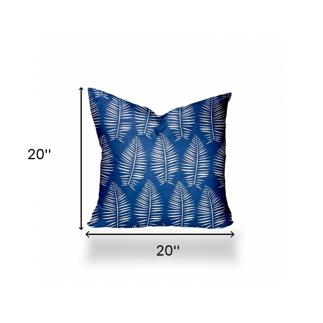 12" X 16" Blue And White Blown Seam Tropical Lumbar Indoor Outdoor Pillow