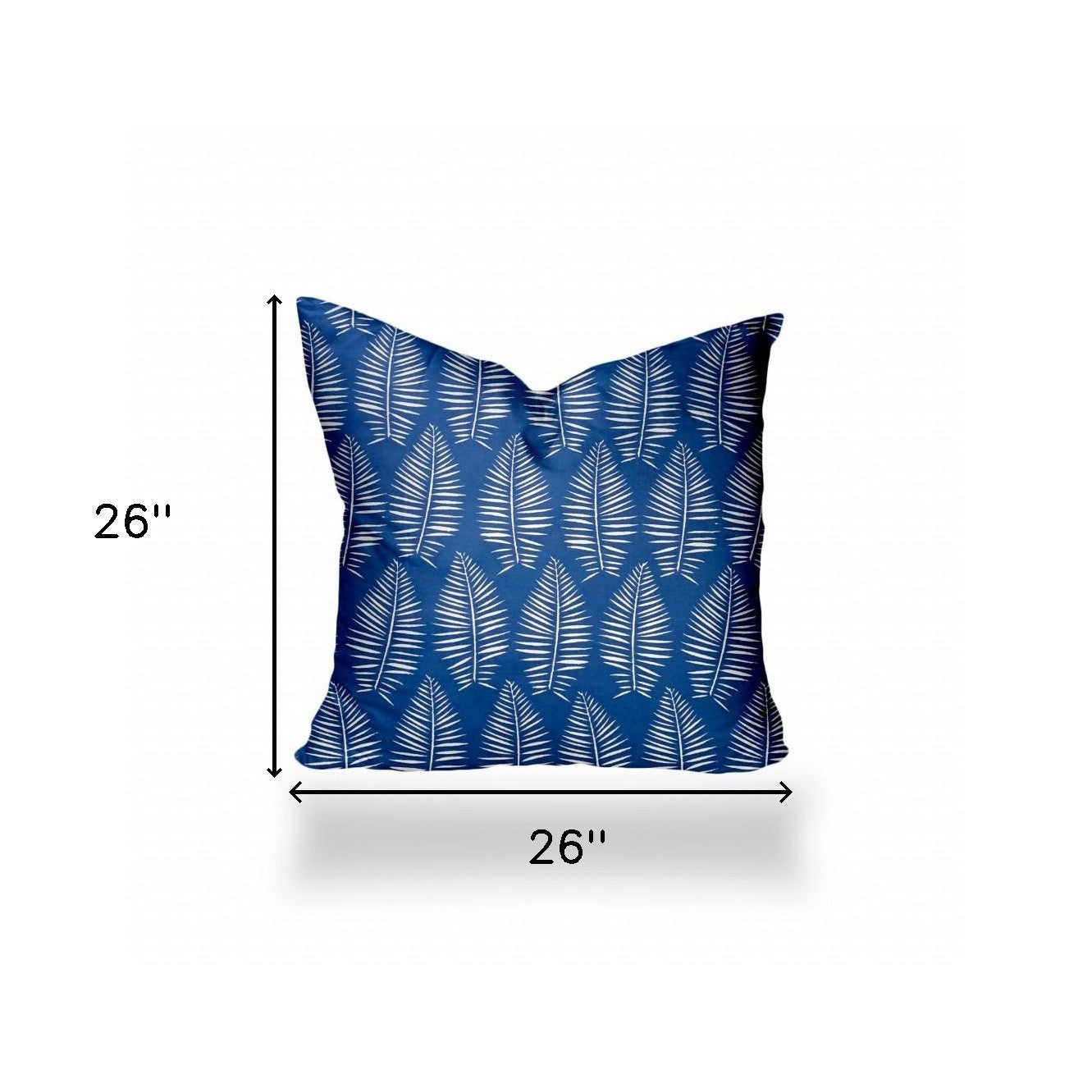 12" X 16" Blue And White Blown Seam Tropical Lumbar Indoor Outdoor Pillow