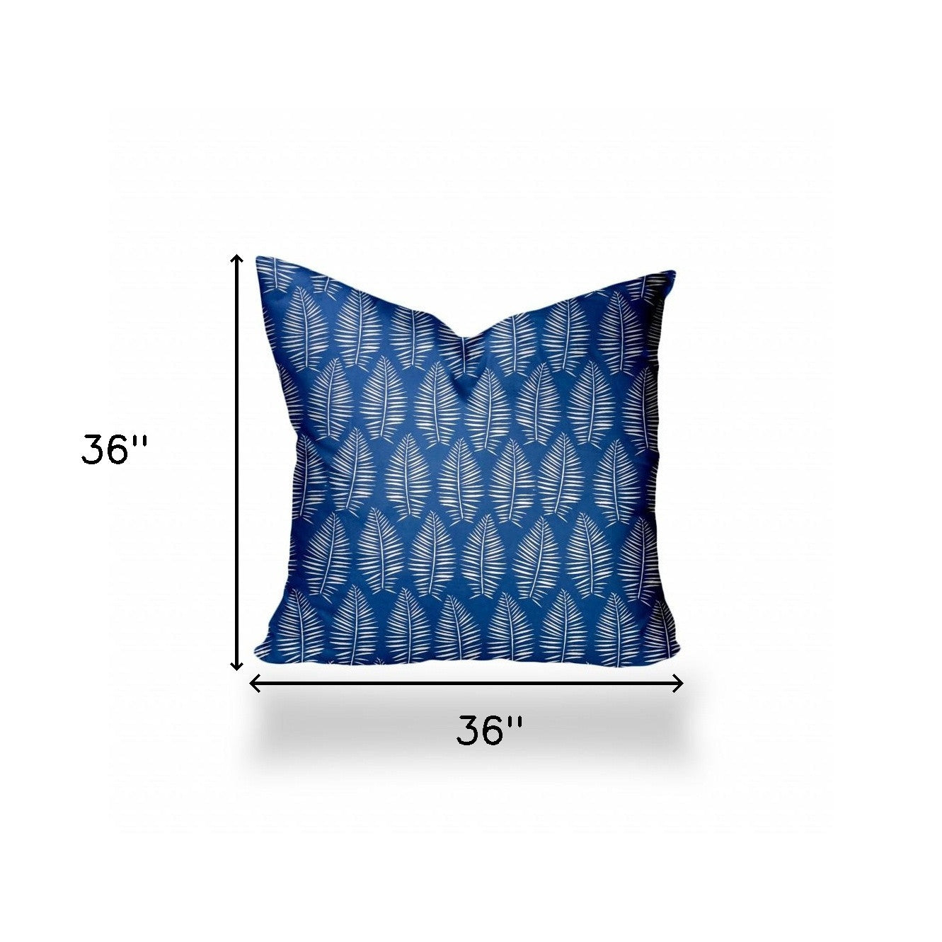 12" X 16" Blue And White Blown Seam Tropical Lumbar Indoor Outdoor Pillow