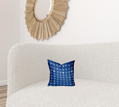 12" X 16" Blue And White Blown Seam Gingham Lumbar Indoor Outdoor Pillow