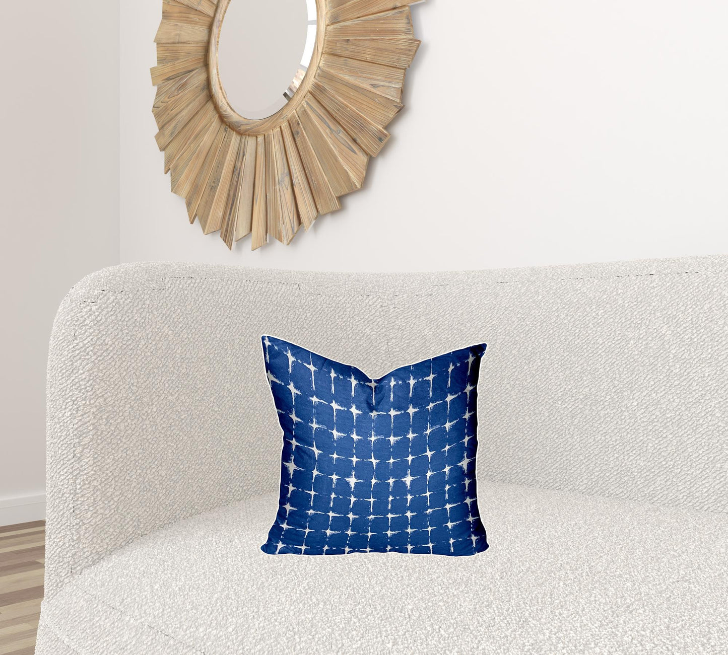 12" X 16" Blue And White Enveloped Abstract Lumbar Indoor Outdoor Pillow Cover