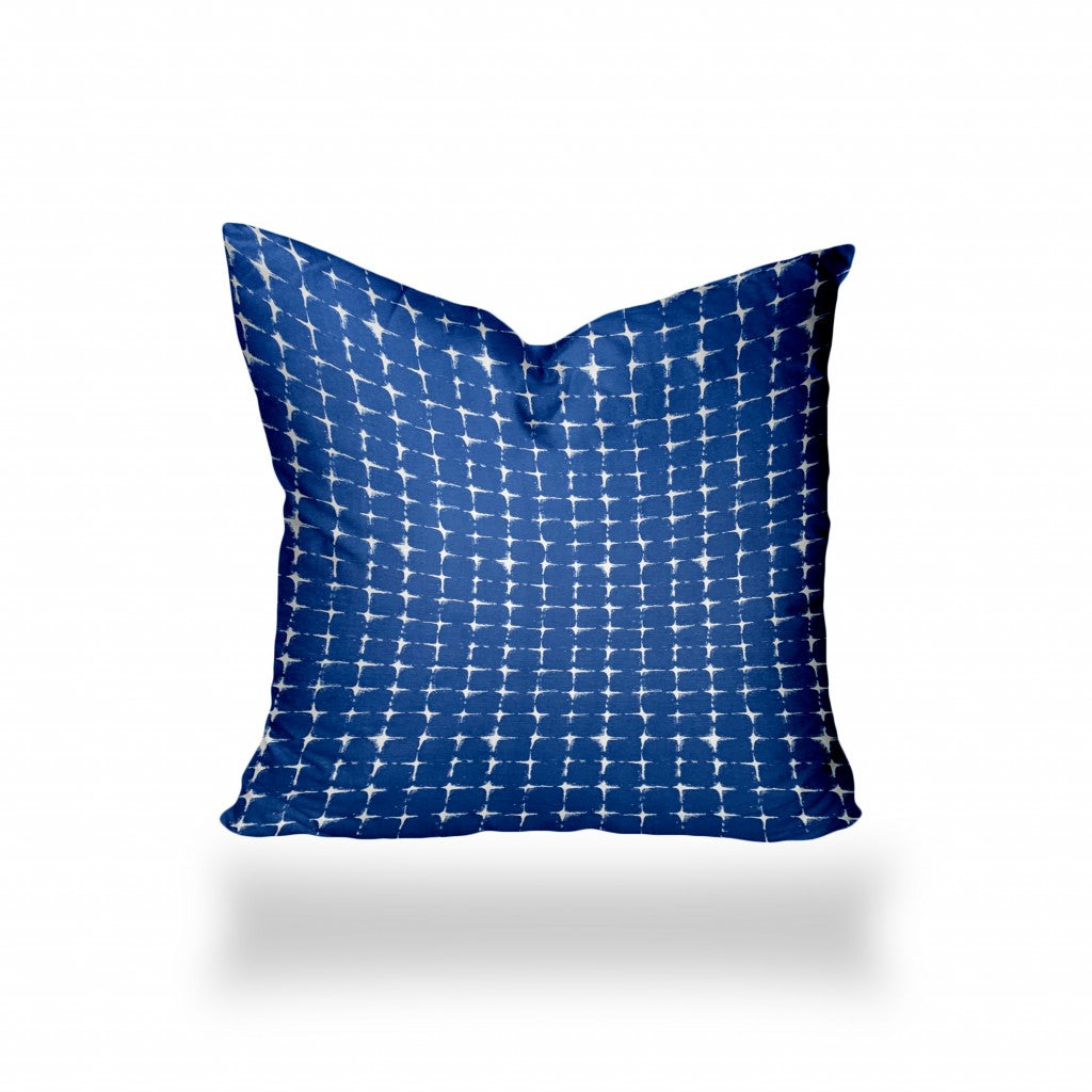 12" X 16" Blue And White Enveloped Abstract Lumbar Indoor Outdoor Pillow Cover