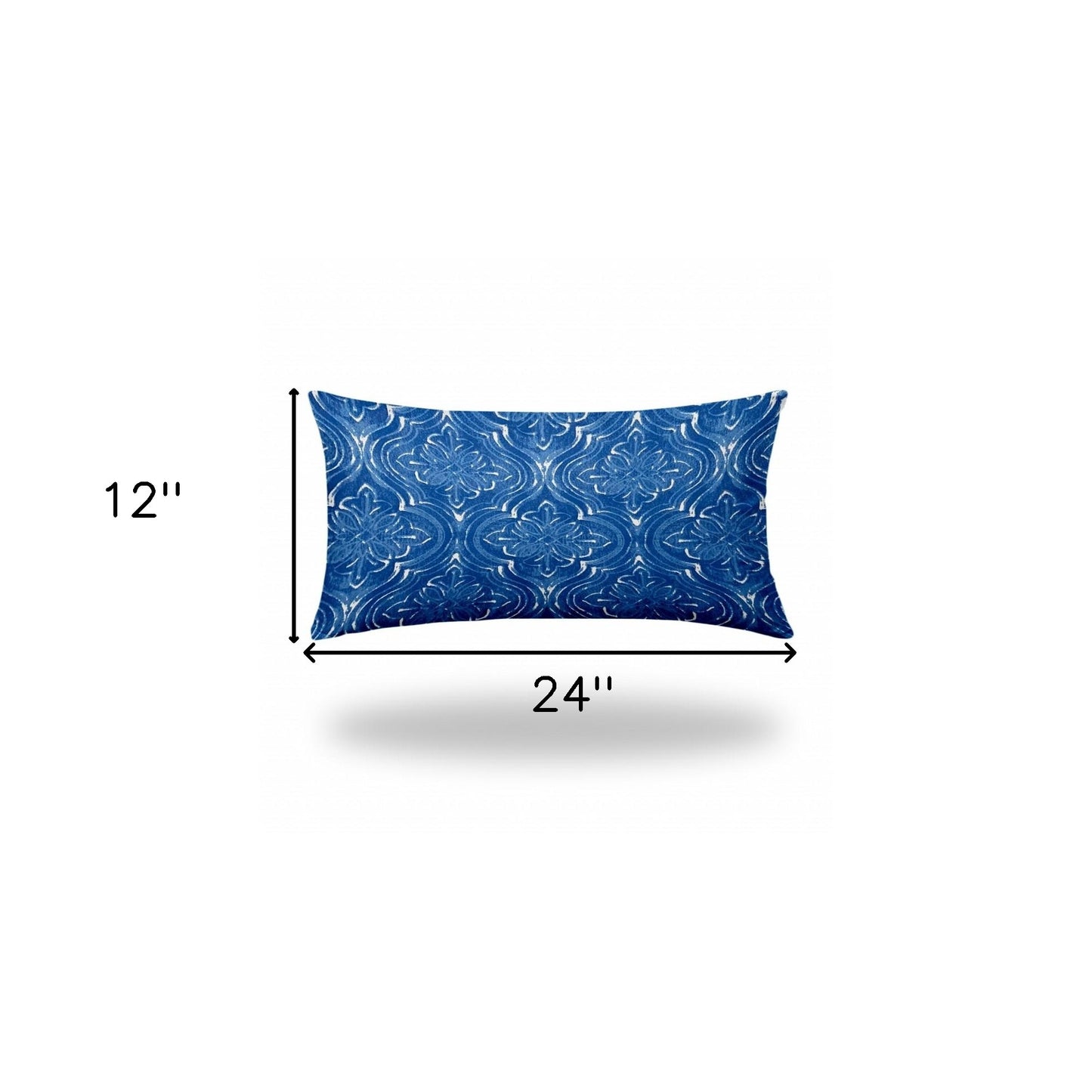 12" X 16" Blue And White Enveloped Ogee Lumbar Indoor Outdoor Pillow Cover