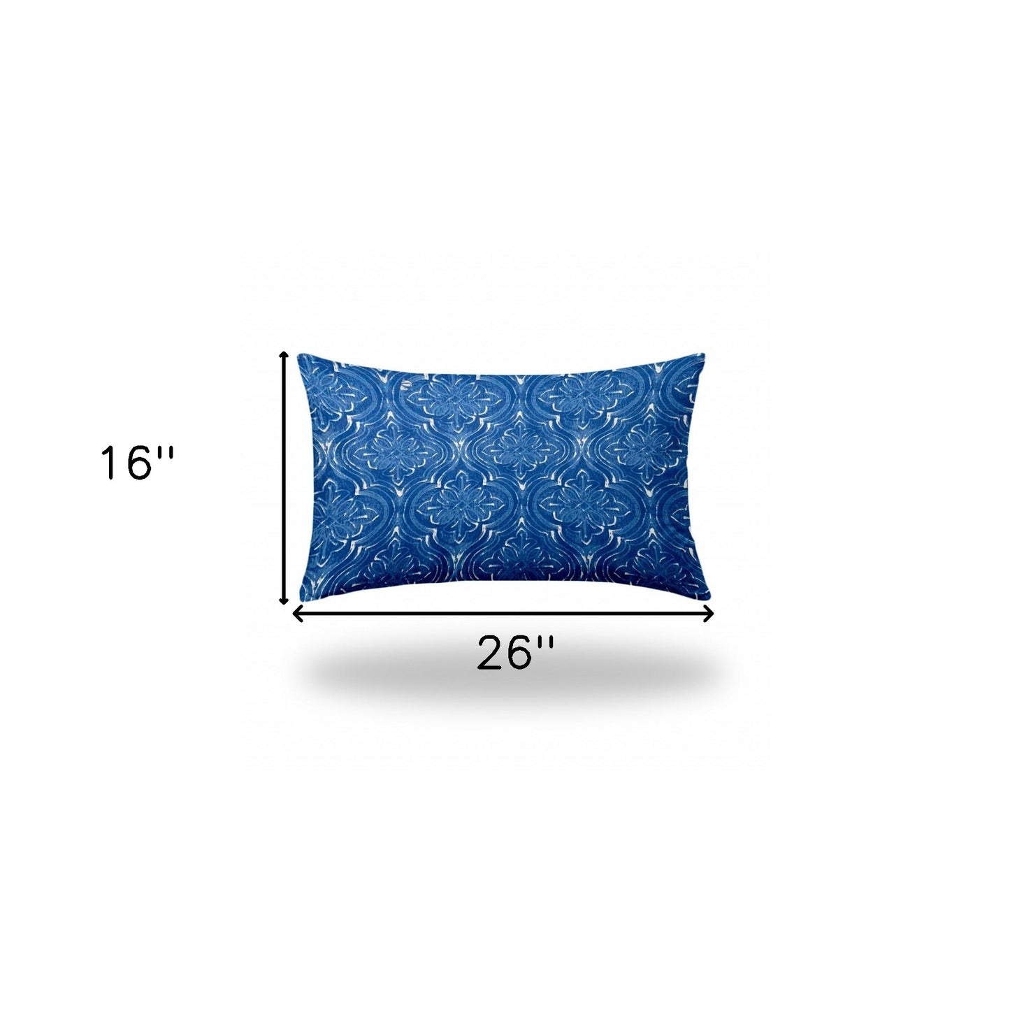 12" X 16" Blue And White Enveloped Ogee Lumbar Indoor Outdoor Pillow Cover