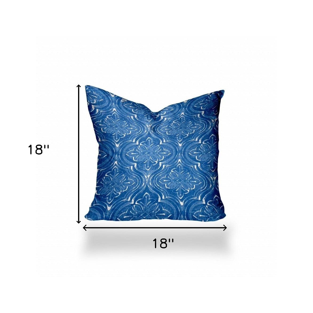 12" X 16" Blue And White Enveloped Ogee Lumbar Indoor Outdoor Pillow Cover