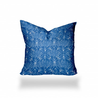 12" X 16" Blue And White Enveloped Ogee Lumbar Indoor Outdoor Pillow Cover