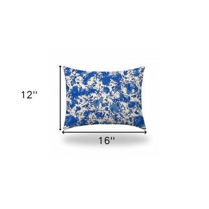 12" X 16" Blue And White Crab Enveloped Lumbar Indoor Outdoor Pillow Cover