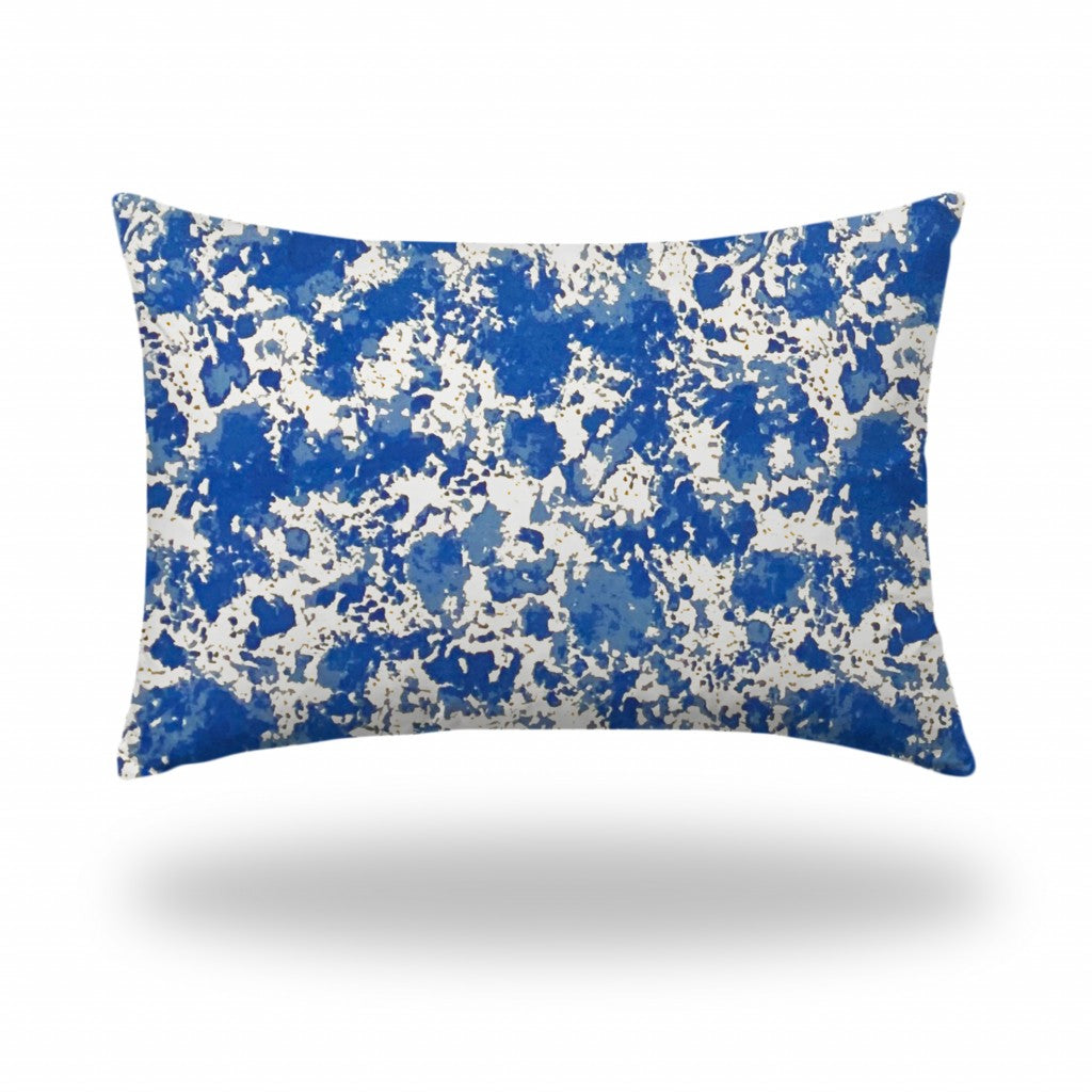 12" X 16" Blue And White Crab Enveloped Lumbar Indoor Outdoor Pillow Cover