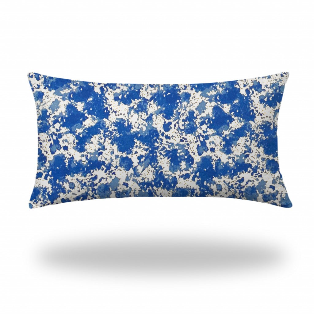 12" X 16" Blue And White Crab Enveloped Lumbar Indoor Outdoor Pillow Cover