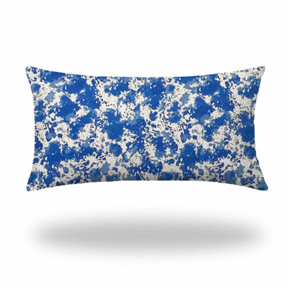 12" X 16" Blue And White Crab Enveloped Lumbar Indoor Outdoor Pillow Cover