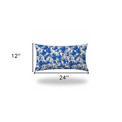 12" X 16" Blue And White Crab Enveloped Lumbar Indoor Outdoor Pillow Cover