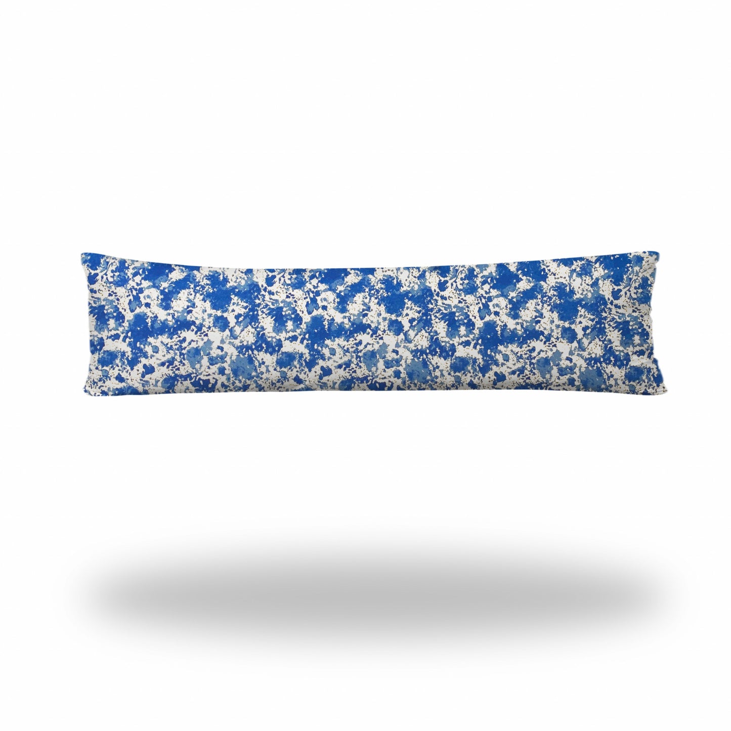 12" X 16" Blue And White Blown Seam Coastal Lumbar Indoor Outdoor Pillow