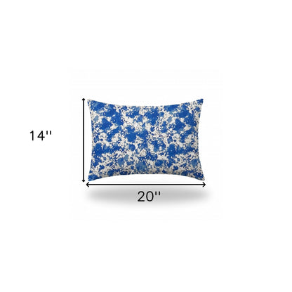 12" X 16" Blue And White Crab Enveloped Lumbar Indoor Outdoor Pillow Cover