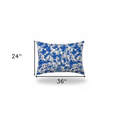 12" X 16" Blue And White Crab Enveloped Lumbar Indoor Outdoor Pillow Cover