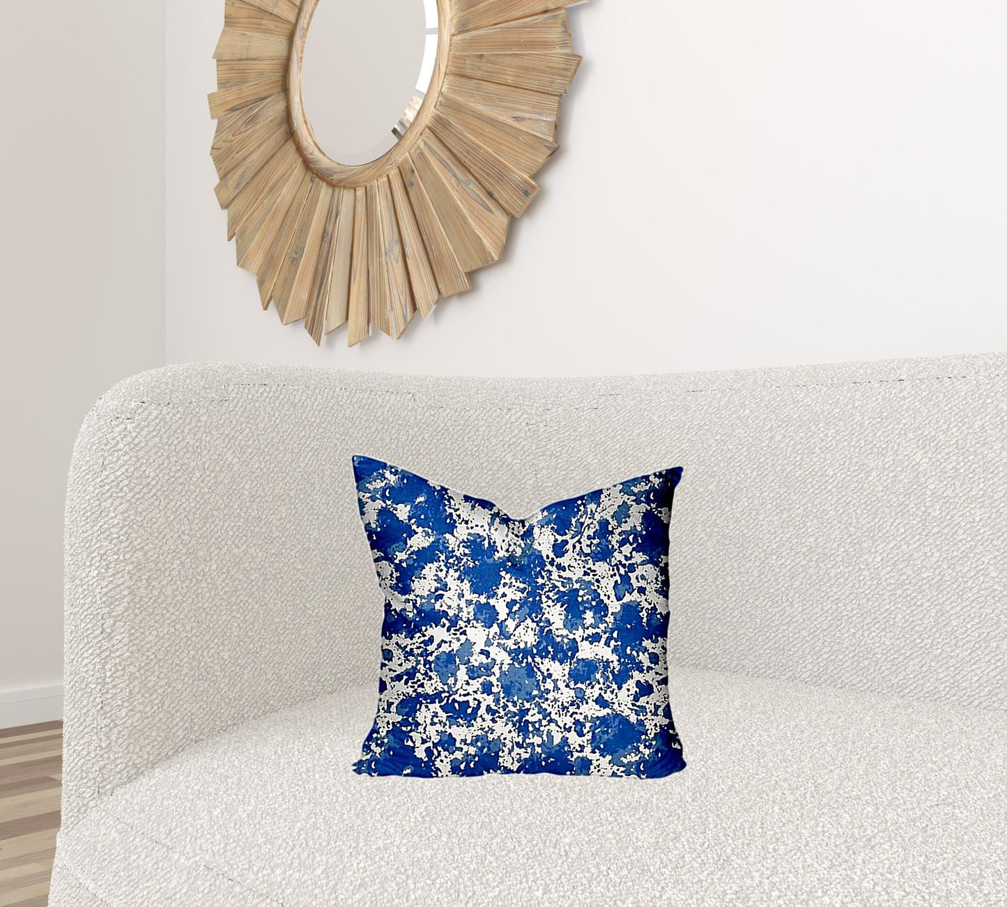 12" X 16" Blue And White Crab Enveloped Lumbar Indoor Outdoor Pillow Cover