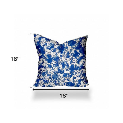 12" X 16" Blue And White Zippered Lumbar Indoor Outdoor Pillow Cover