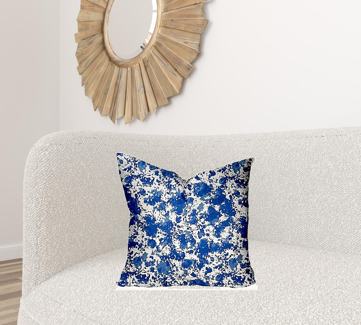 12" X 16" Blue And White Zippered Coastal Lumbar Indoor Outdoor Pillow