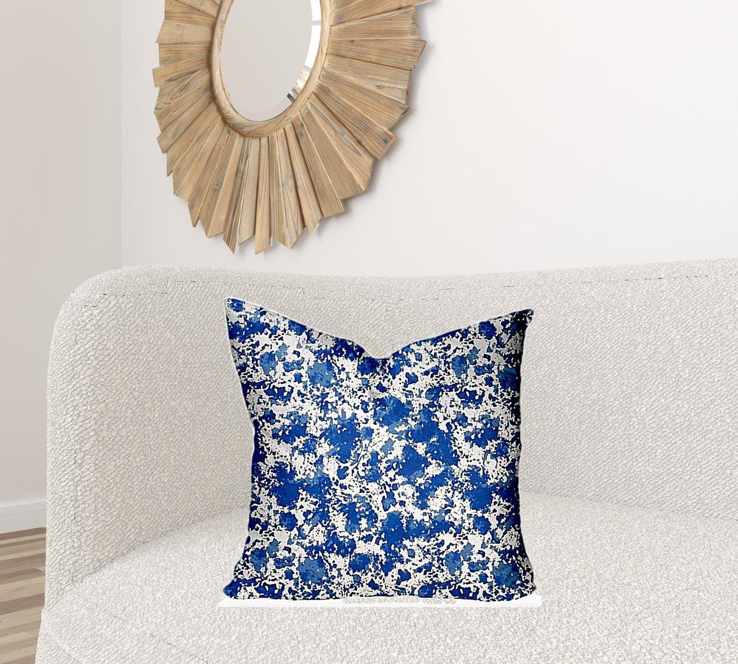 12" X 16" Blue And White Crab Enveloped Lumbar Indoor Outdoor Pillow Cover