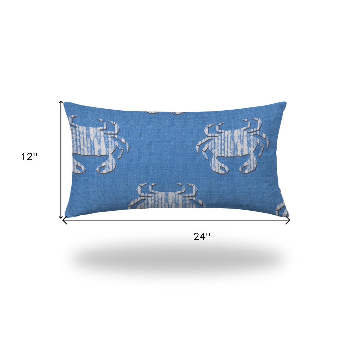 12" X 16" Blue And White Crab Enveloped Lumbar Indoor Outdoor Pillow Cover