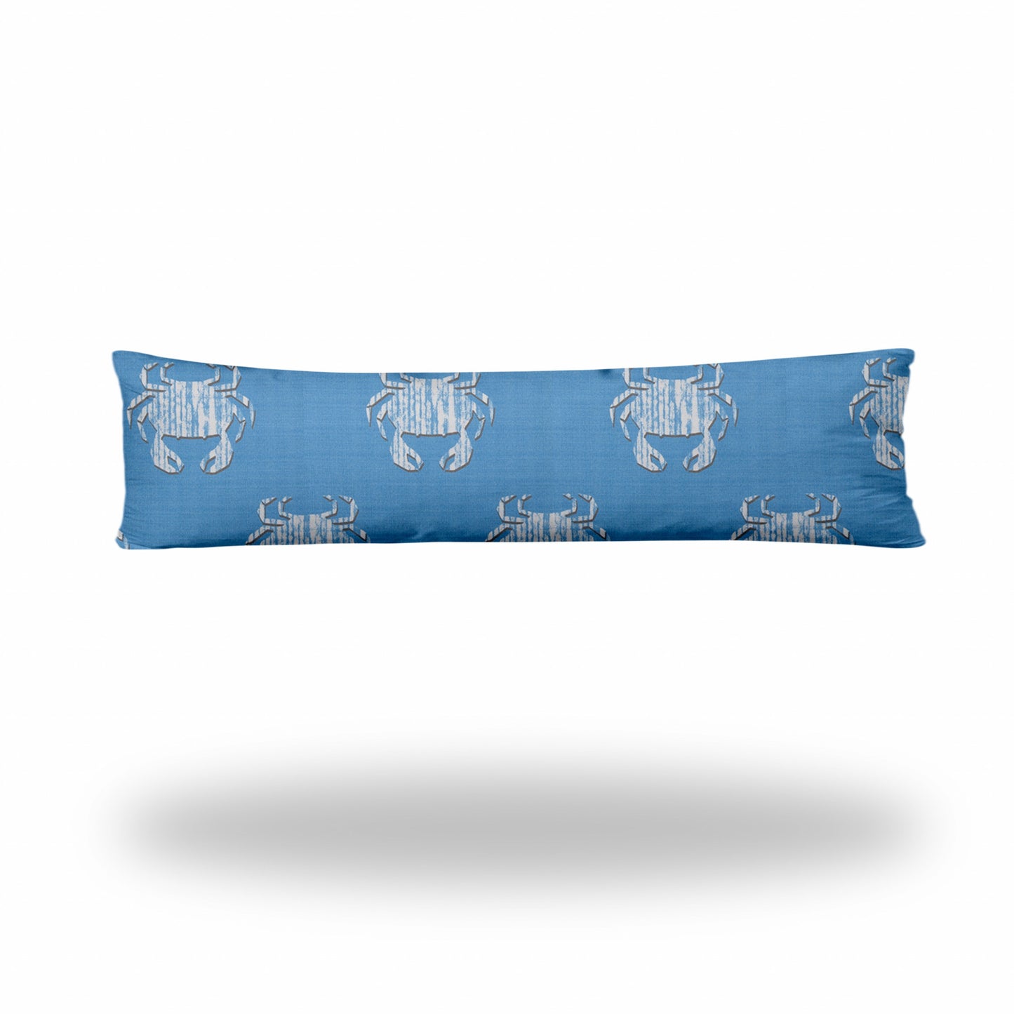 12" X 16" Blue And White Crab Enveloped Coastal Lumbar Indoor Outdoor Pillow