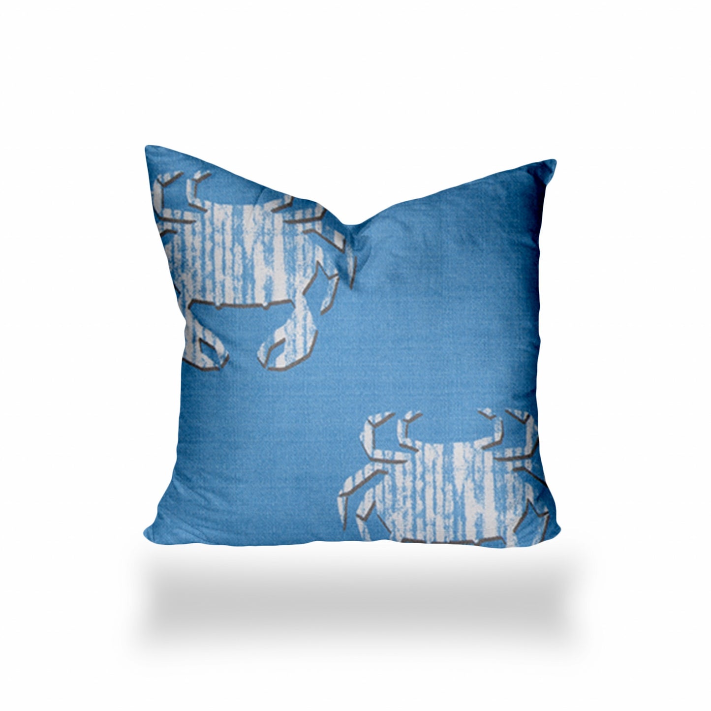 12" X 16" Blue And White Crab Enveloped Lumbar Indoor Outdoor Pillow Cover