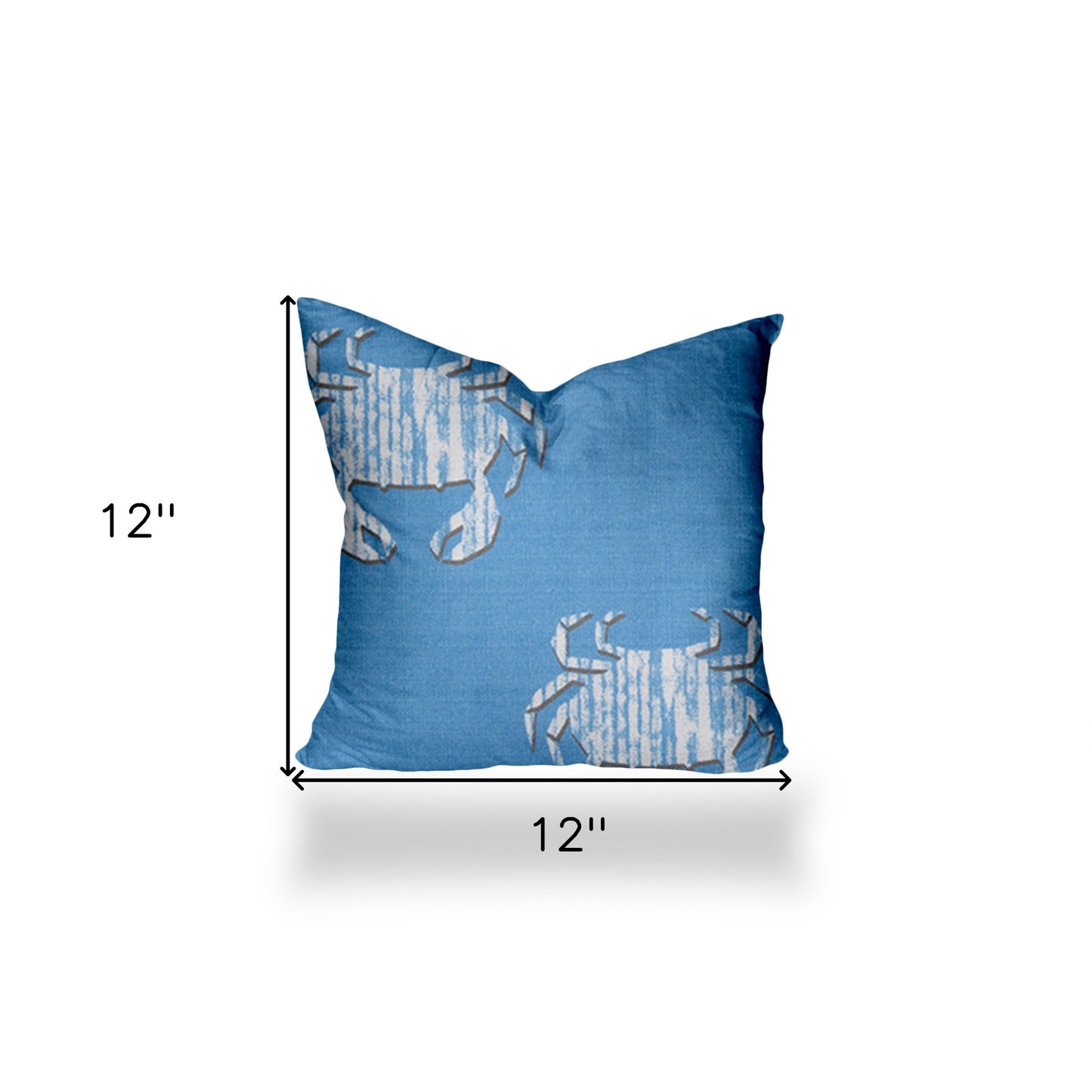 12" X 16" Blue And White Crab Zippered Lumbar Indoor Outdoor Pillow Cover