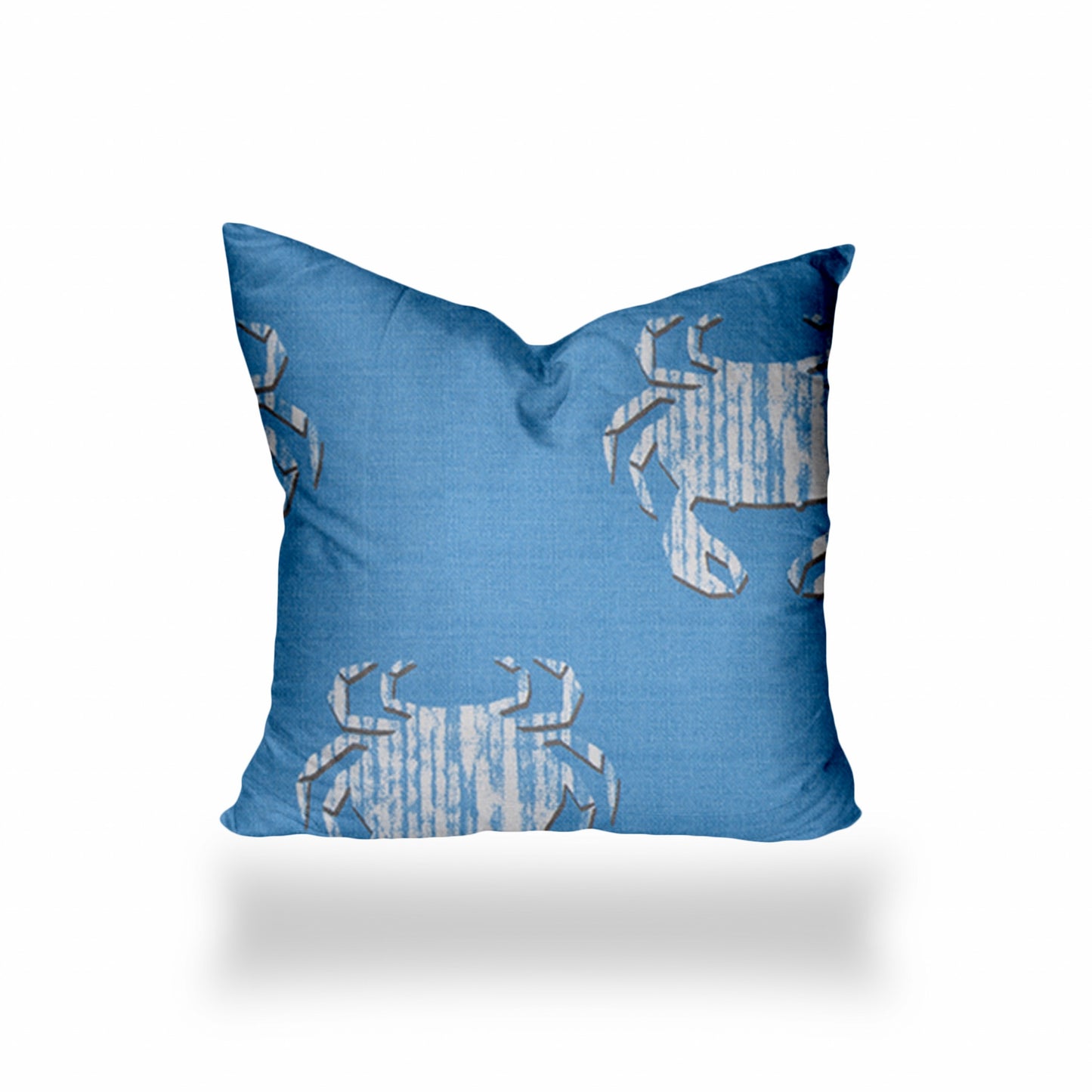 12" X 16" Blue And White Crab Enveloped Lumbar Indoor Outdoor Pillow Cover