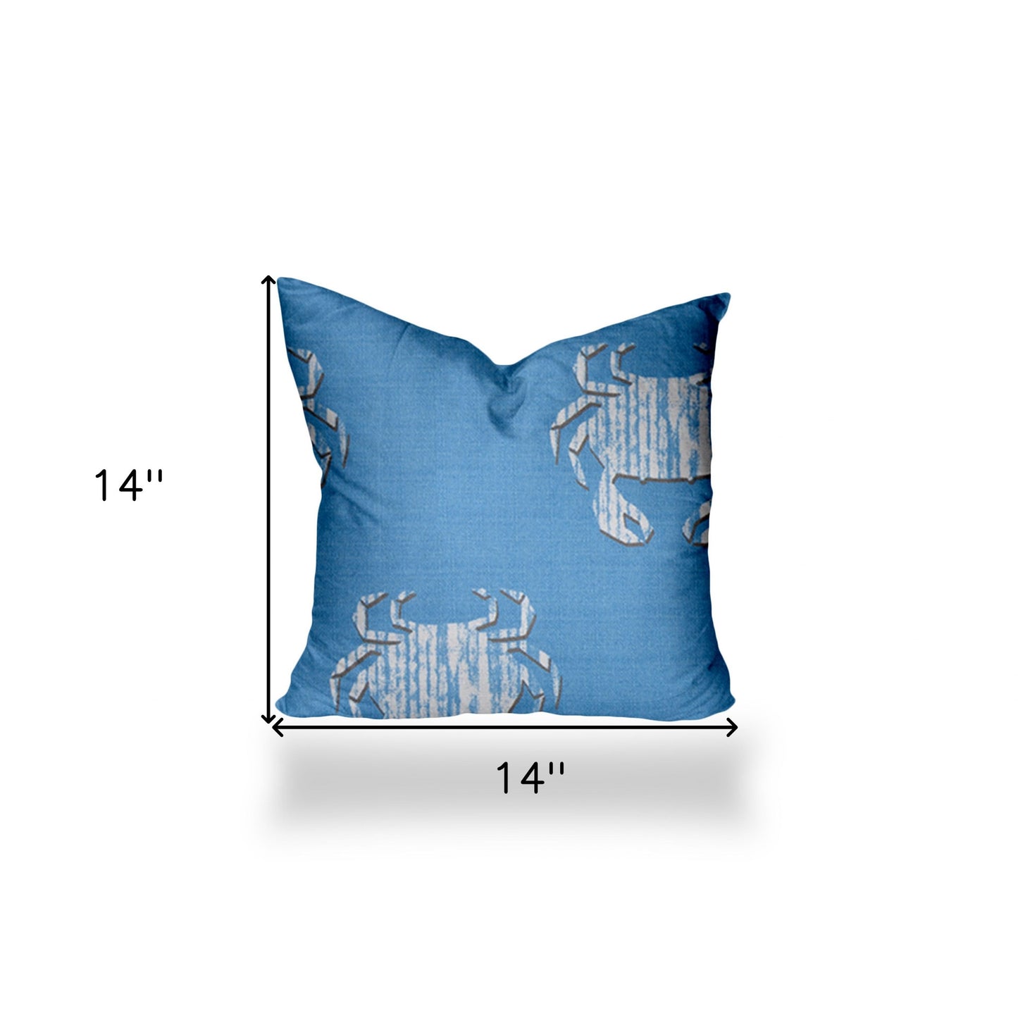 12" X 16" Blue And White Crab Enveloped Lumbar Indoor Outdoor Pillow Cover