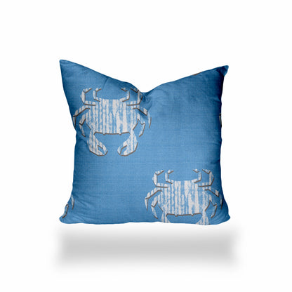 12" X 16" Blue And White Crab Enveloped Lumbar Indoor Outdoor Pillow Cover