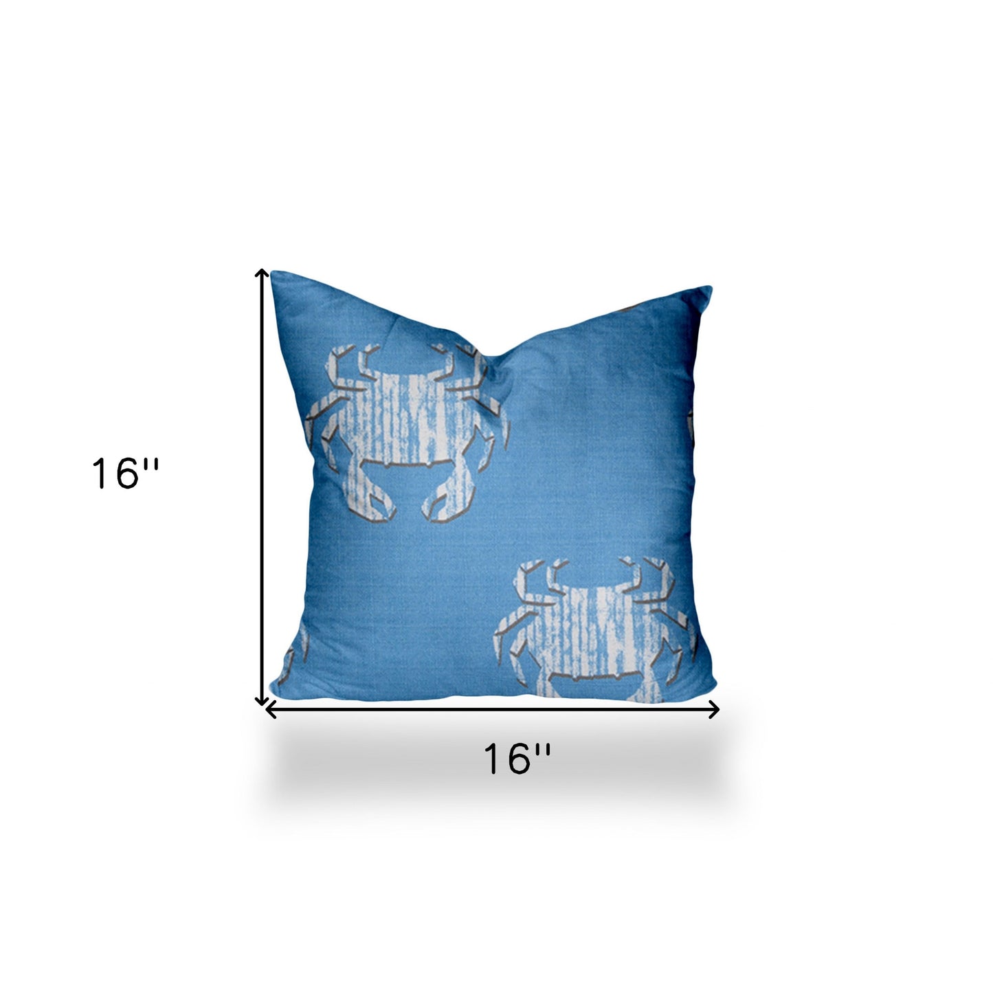 12" X 16" Blue And White Crab Enveloped Lumbar Indoor Outdoor Pillow Cover