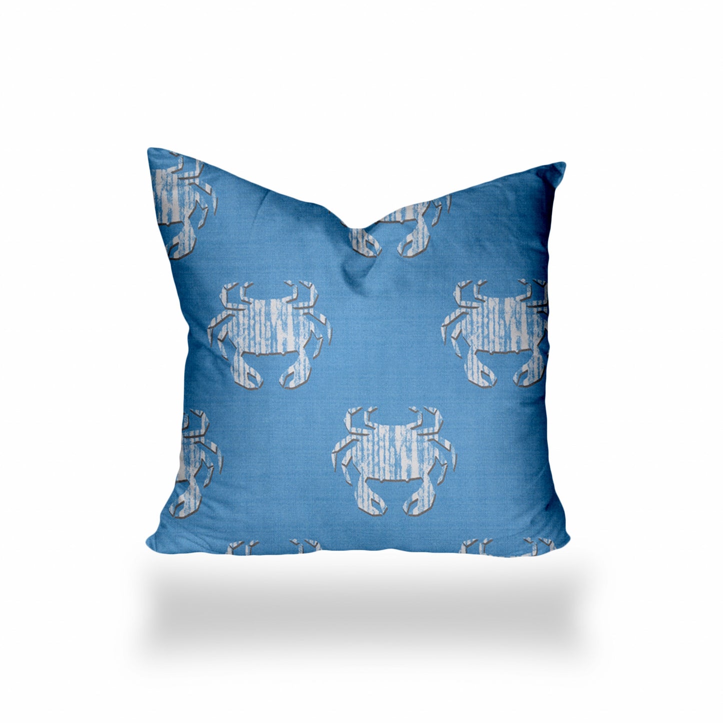 12" X 16" Blue And White Crab Enveloped Lumbar Indoor Outdoor Pillow Cover