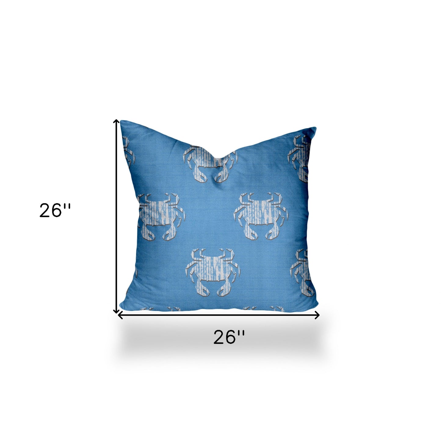 12" X 16" Blue And White Crab Enveloped Lumbar Indoor Outdoor Pillow Cover