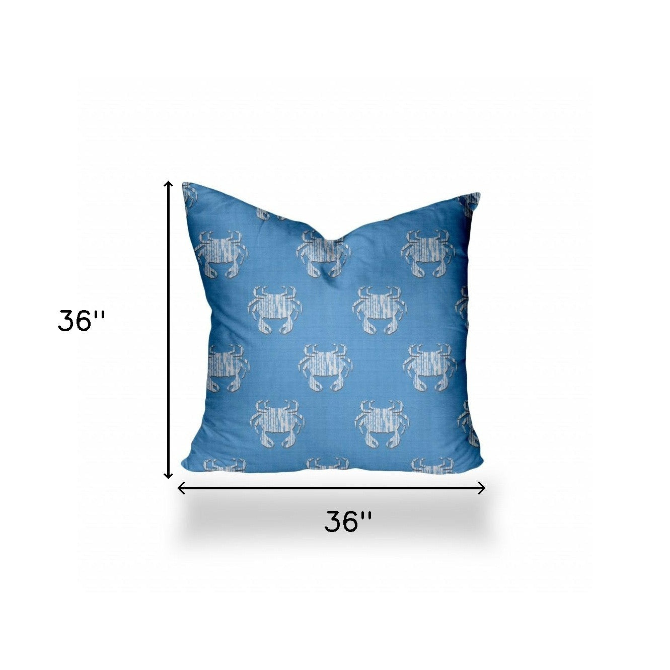 12" X 16" Blue And White Crab Enveloped Coastal Lumbar Indoor Outdoor Pillow