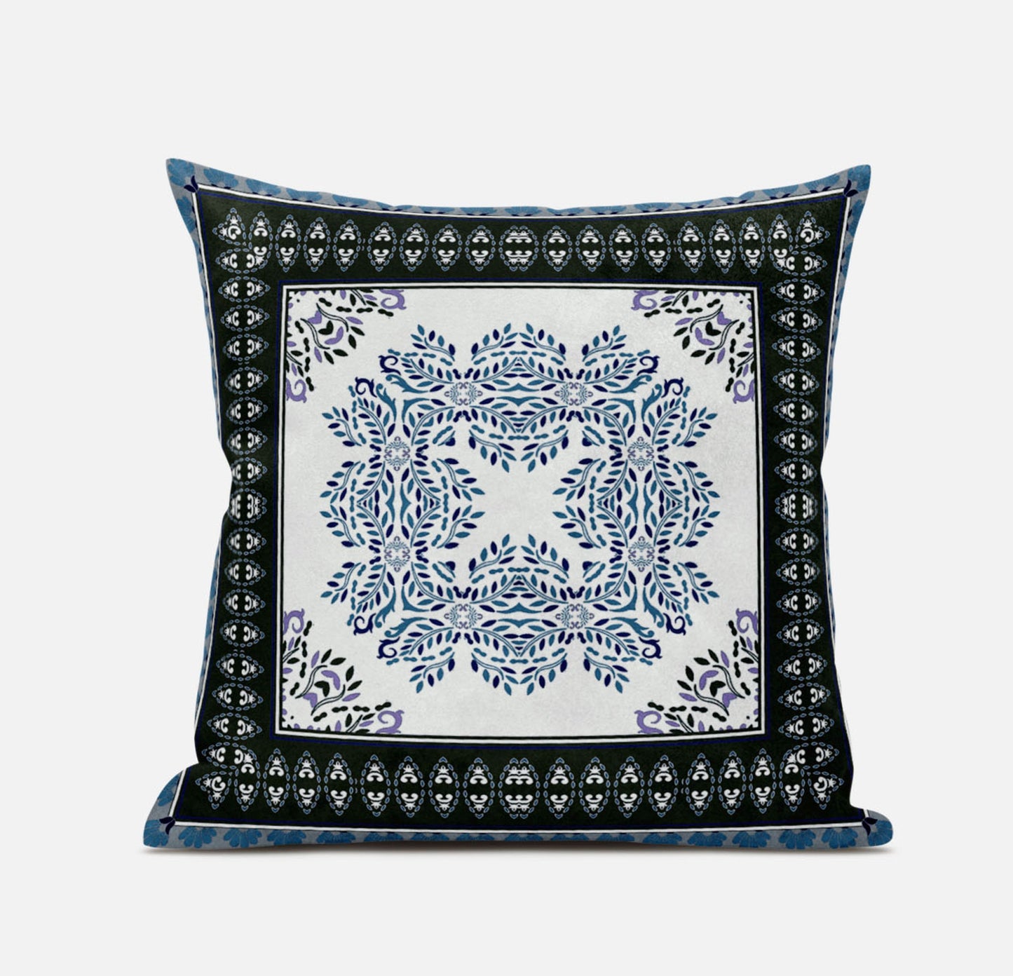 5" Navy Blue Damask Indoor Outdoor Throw Pillow Cover and Insert