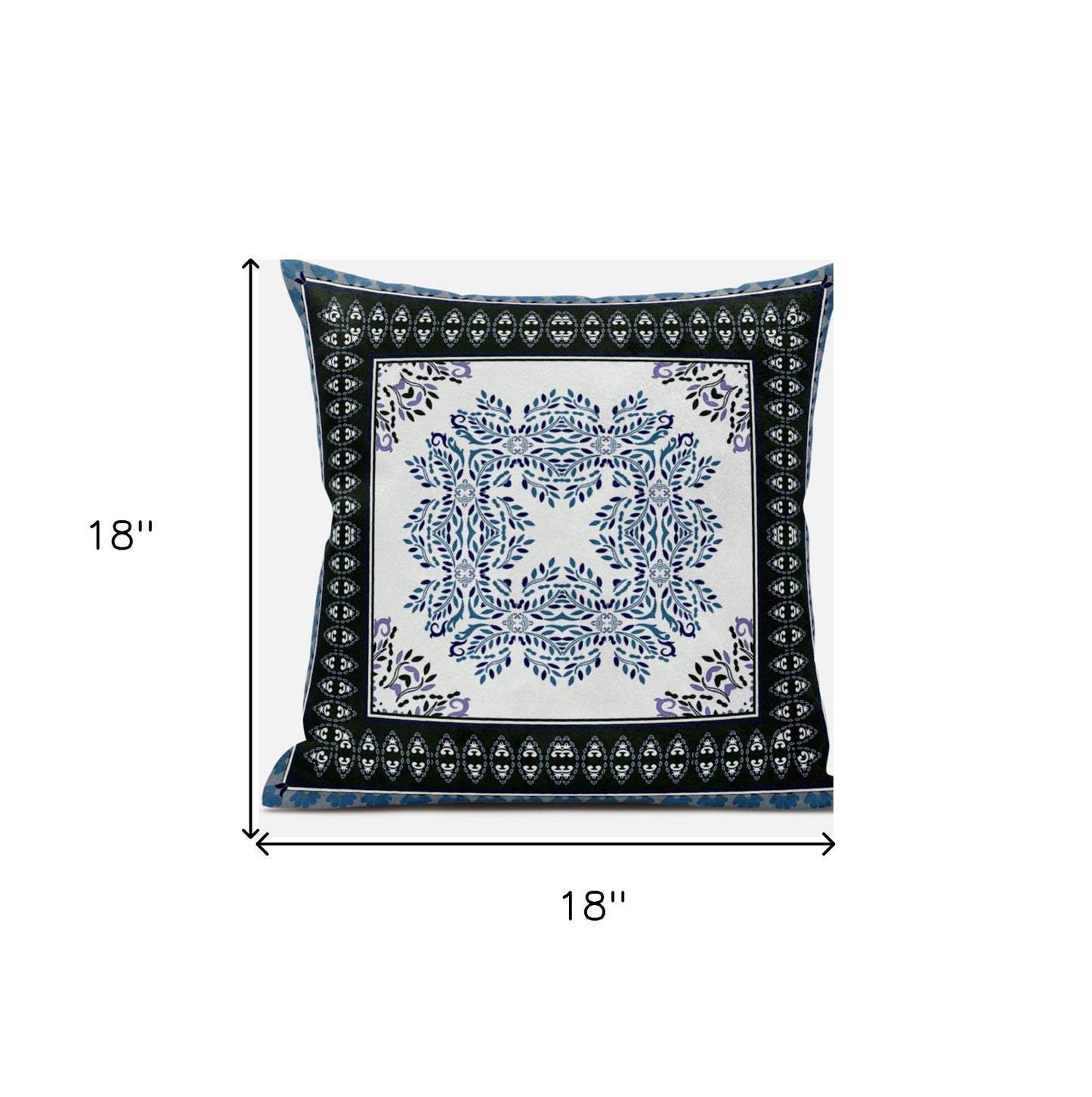 5" Navy Blue Damask Indoor Outdoor Throw Pillow Cover and Insert