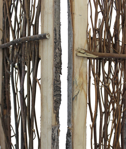 Earthy Birch and Twig Four Panel Room Divider Screen