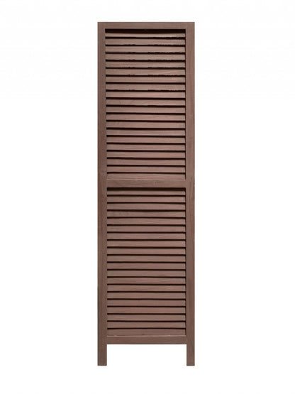 Stylish Three Panel Washed Brown Shutter Divider Screen