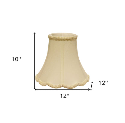 12" Ivory Slanted Scallop Bell Monay Shantung Lampshade